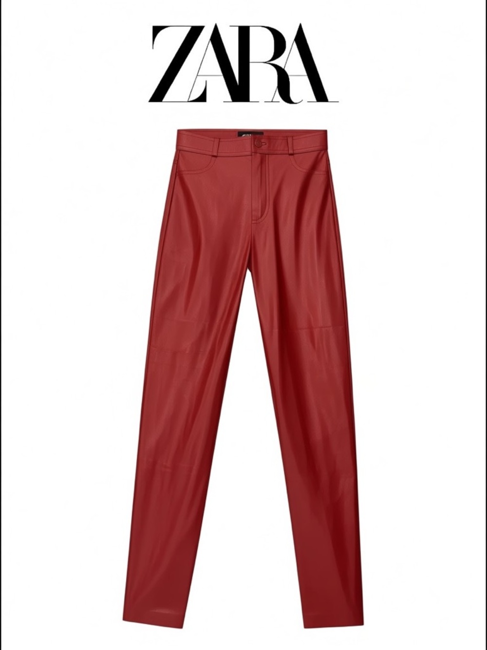 ZARA Faux Vegan‎ Leather High Rise Leggings with Zipper Ankle - Size S